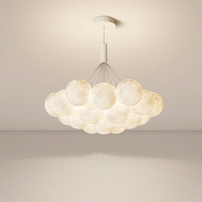Contemporary Creative Iron PVC Round Cluster Bubble Moon Planet LED Chandelier For Bedroom