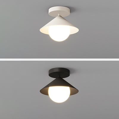 Contemporary Simplicity Cone Globe Shape Iron Acrylic 1-Light Semi-Flush Mount Light For Living Room