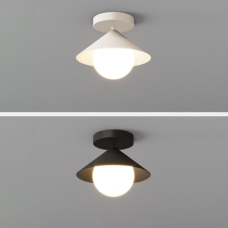 Contemporary Simplicity Cone Globe Shape Iron Acrylic 1-Light Semi-Flush Mount Light For Living Room