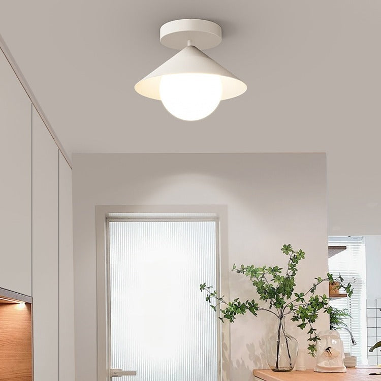 Contemporary Simplicity Cone Globe Shape Iron Acrylic 1-Light Semi-Flush Mount Light For Living Room
