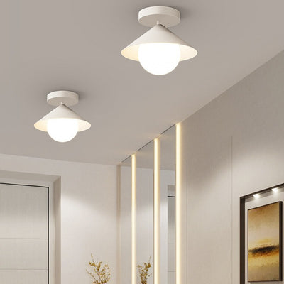 Contemporary Simplicity Cone Globe Shape Iron Acrylic 1-Light Semi-Flush Mount Light For Living Room