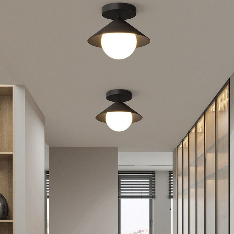 Contemporary Simplicity Cone Globe Shape Iron Acrylic 1-Light Semi-Flush Mount Light For Living Room