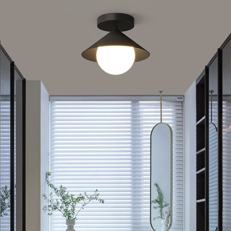 Contemporary Simplicity Cone Globe Shape Iron Acrylic 1-Light Semi-Flush Mount Light For Living Room