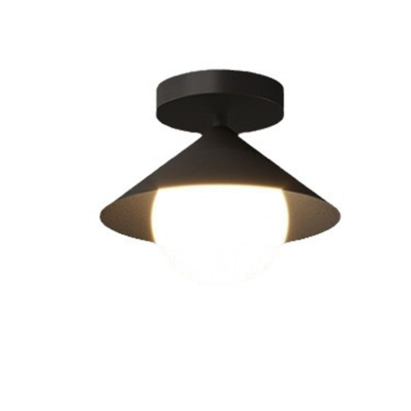 Contemporary Simplicity Cone Globe Shape Iron Acrylic 1-Light Semi-Flush Mount Light For Living Room
