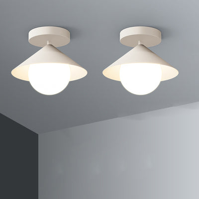 Contemporary Simplicity Cone Globe Shape Iron Acrylic 1-Light Semi-Flush Mount Light For Living Room