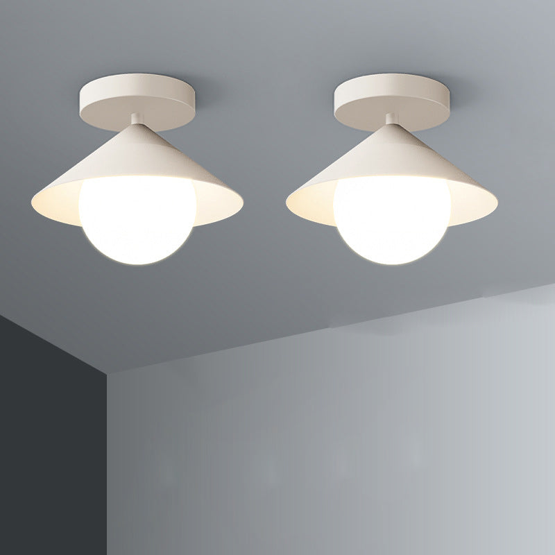 Contemporary Simplicity Cone Globe Shape Iron Acrylic 1-Light Semi-Flush Mount Light For Living Room