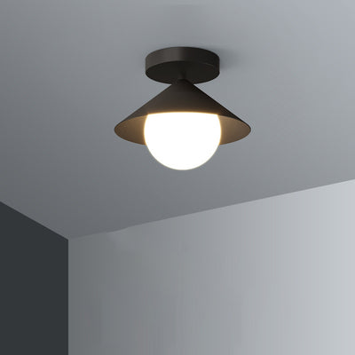 Contemporary Simplicity Cone Globe Shape Iron Acrylic 1-Light Semi-Flush Mount Light For Living Room