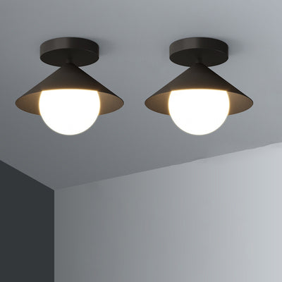 Contemporary Simplicity Cone Globe Shape Iron Acrylic 1-Light Semi-Flush Mount Light For Living Room
