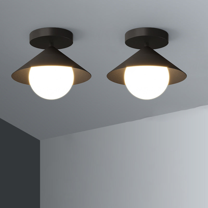 Contemporary Simplicity Cone Globe Shape Iron Acrylic 1-Light Semi-Flush Mount Light For Living Room
