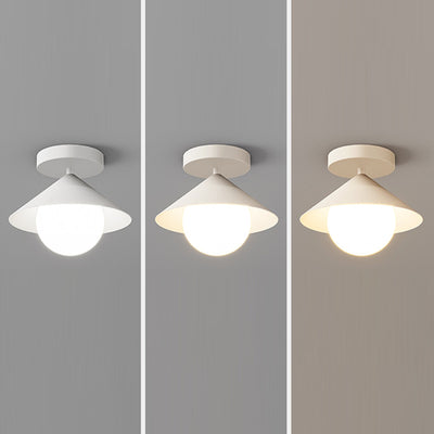 Contemporary Simplicity Cone Globe Shape Iron Acrylic 1-Light Semi-Flush Mount Light For Living Room