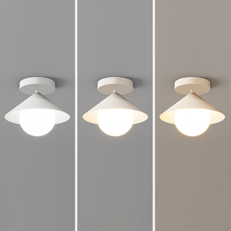 Contemporary Simplicity Cone Globe Shape Iron Acrylic 1-Light Semi-Flush Mount Light For Living Room