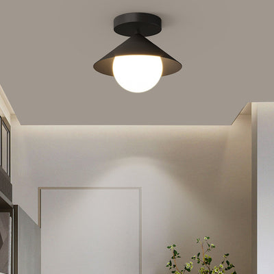 Contemporary Simplicity Cone Globe Shape Iron Acrylic 1-Light Semi-Flush Mount Light For Living Room