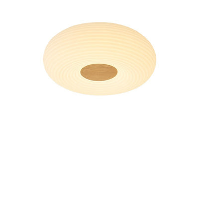 Traditional Japanese Hardware PE Round Wood Grain LED Flush Mount Ceiling Light For Living Room