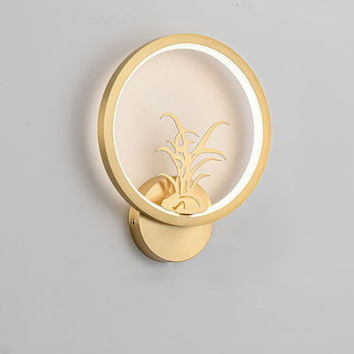 Applique murale LED en laiton et silicone avec fleurs de prunier rondes chinoises traditionnelles, orchidée, bambou de fortune, chrysanthème et cerf pour chambre à coucher 