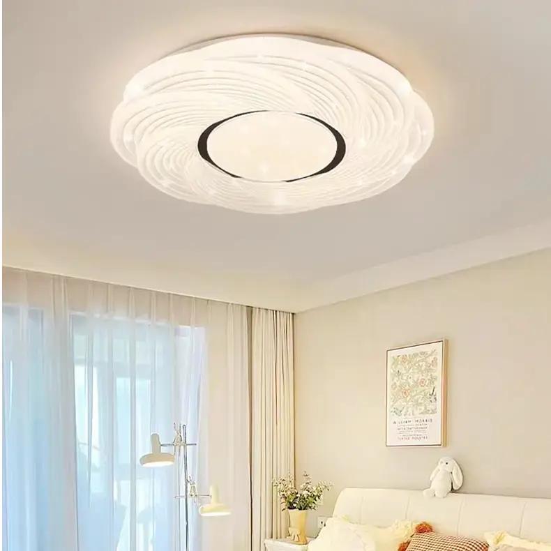 Luz de techo empotrada LED de acrílico de hierro rosa redonda minimalista moderna para dormitorio 