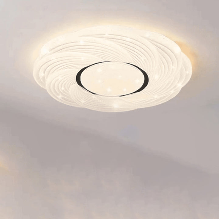 Modern Minimalist Cream Round Rose Iron Acrylic LED Flush Mount Ceiling Light For Bedroom