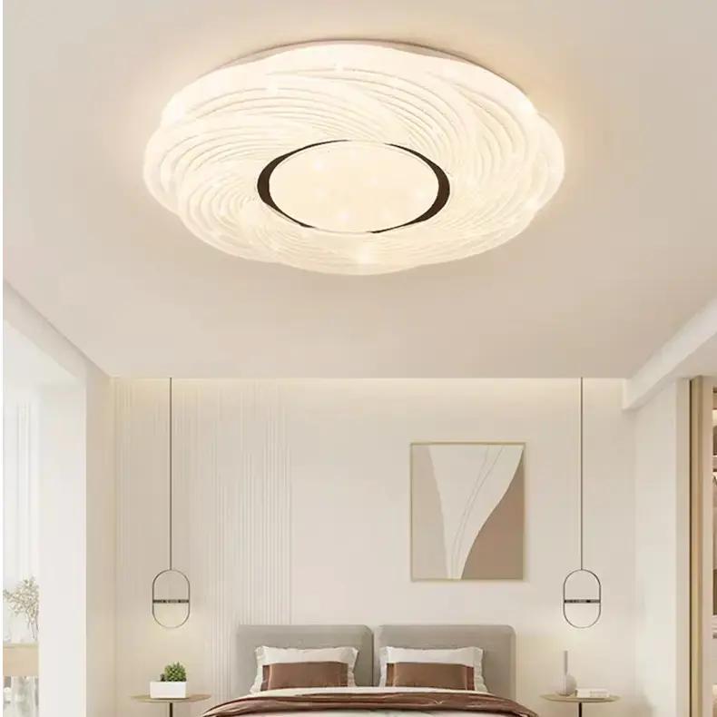 Luz de techo empotrada LED de acrílico de hierro rosa redonda minimalista moderna para dormitorio 