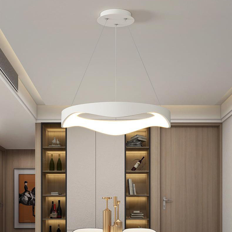 Lámpara de Araña LED de Hierro y Acrílico con Círculo Irregular de Simplicidad Moderna para Sala de Estar 