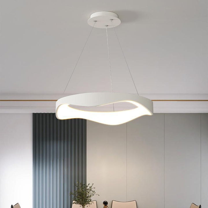 Lámpara de Araña LED de Hierro y Acrílico con Círculo Irregular de Simplicidad Moderna para Sala de Estar 