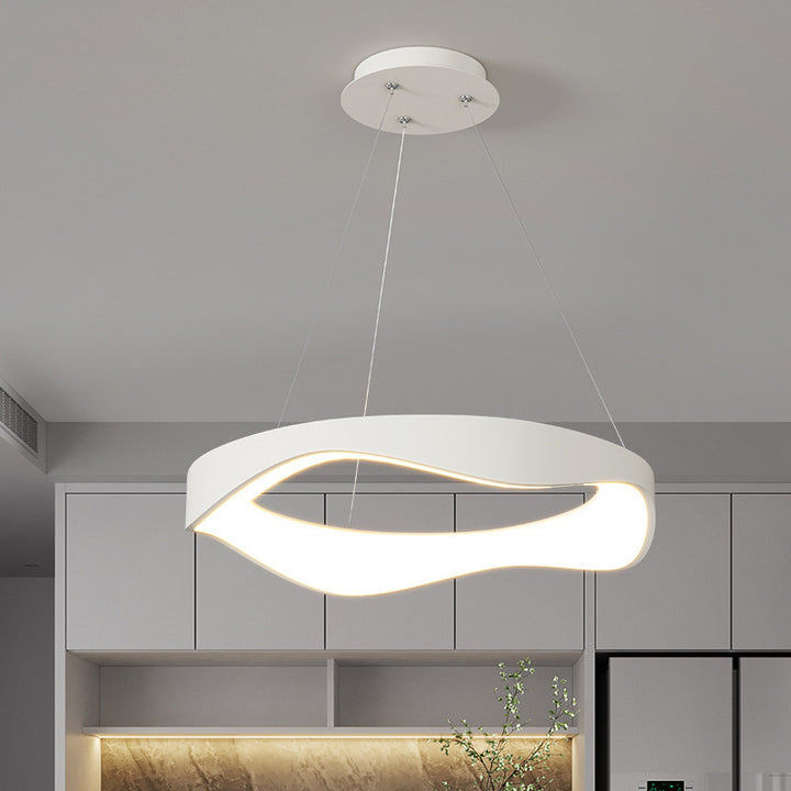 Lámpara de Araña LED de Hierro y Acrílico con Círculo Irregular de Simplicidad Moderna para Sala de Estar 