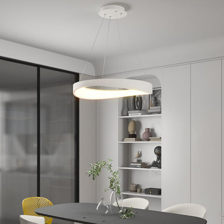 Lámpara de Araña LED de Hierro y Acrílico con Círculo Irregular de Simplicidad Moderna para Sala de Estar 
