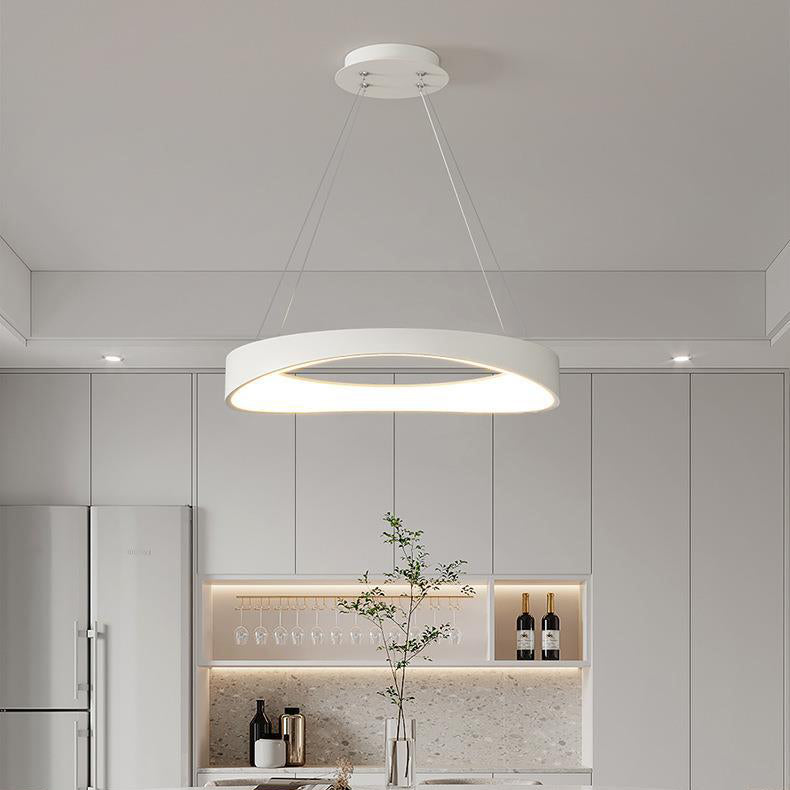 Lámpara de Araña LED de Hierro y Acrílico con Círculo Irregular de Simplicidad Moderna para Sala de Estar 