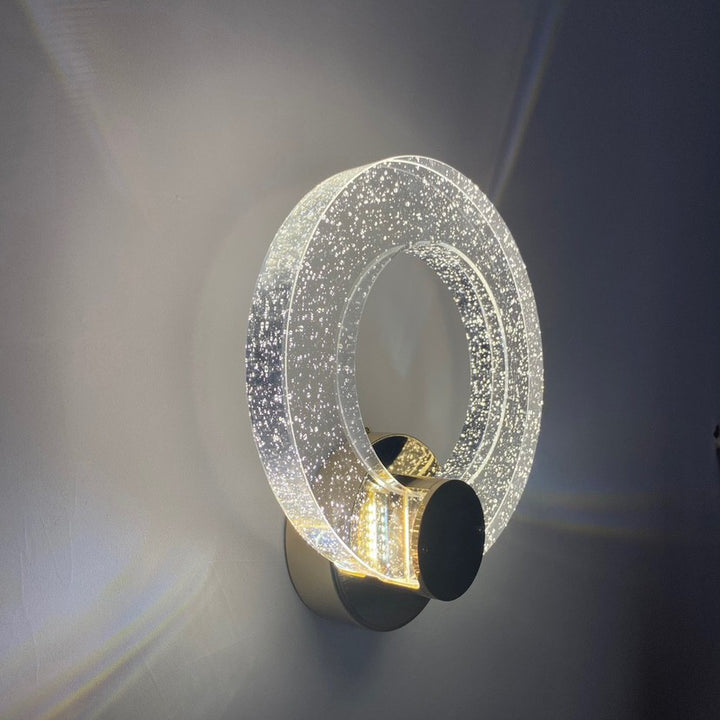 Lampe murale LED en fer et aluminium avec cristal circulaire moderne de luxe pour salon 