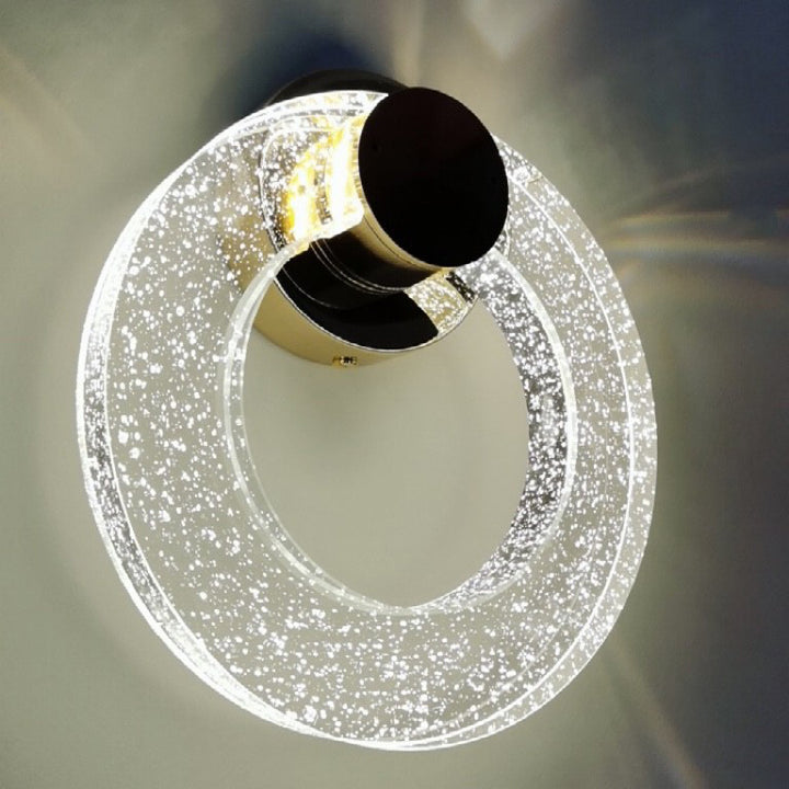 Lampe murale LED en fer et aluminium avec cristal circulaire moderne de luxe pour salon 