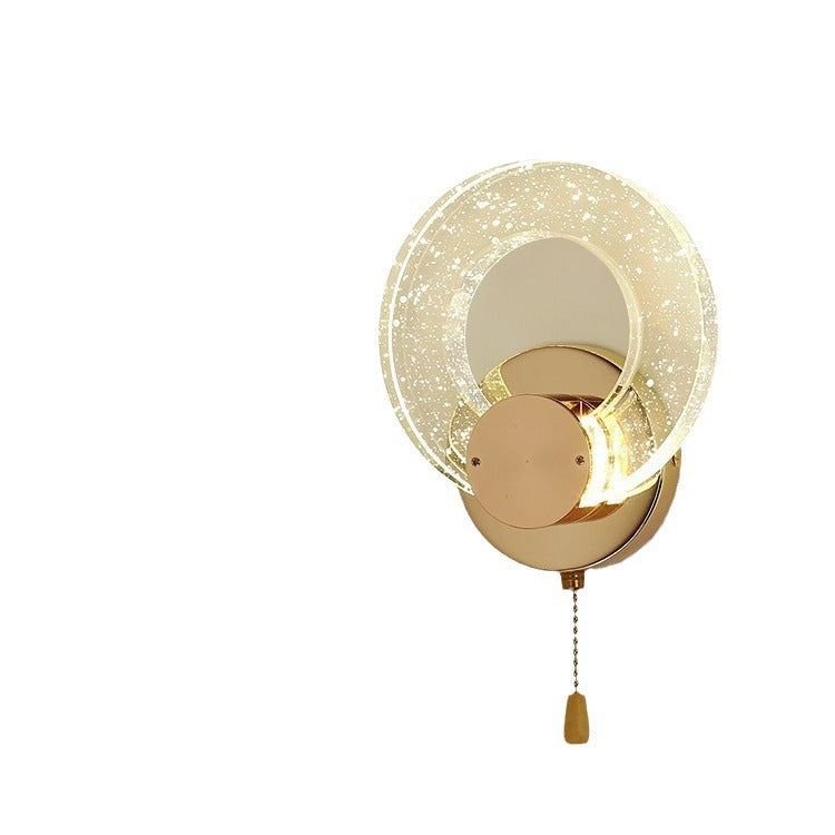 Lampe murale LED en fer et aluminium avec cristal circulaire moderne de luxe pour salon 
