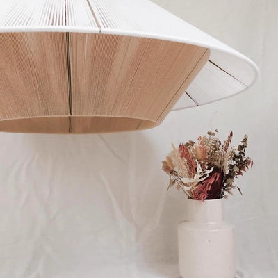 Traditional Japanese Hollowed-Out Hat Shaped Woven Hemp Rope Iron 1-Light Pendant Light For Living Room
