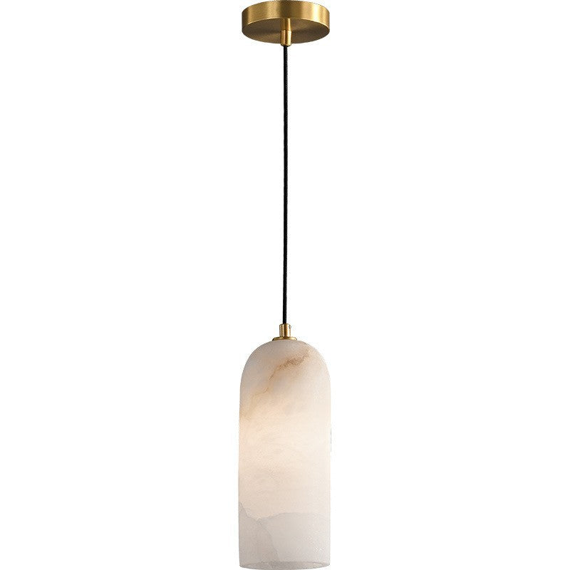 Contemporary Luxury Column Marble Brass 1-Light Pendant Light For Living Room