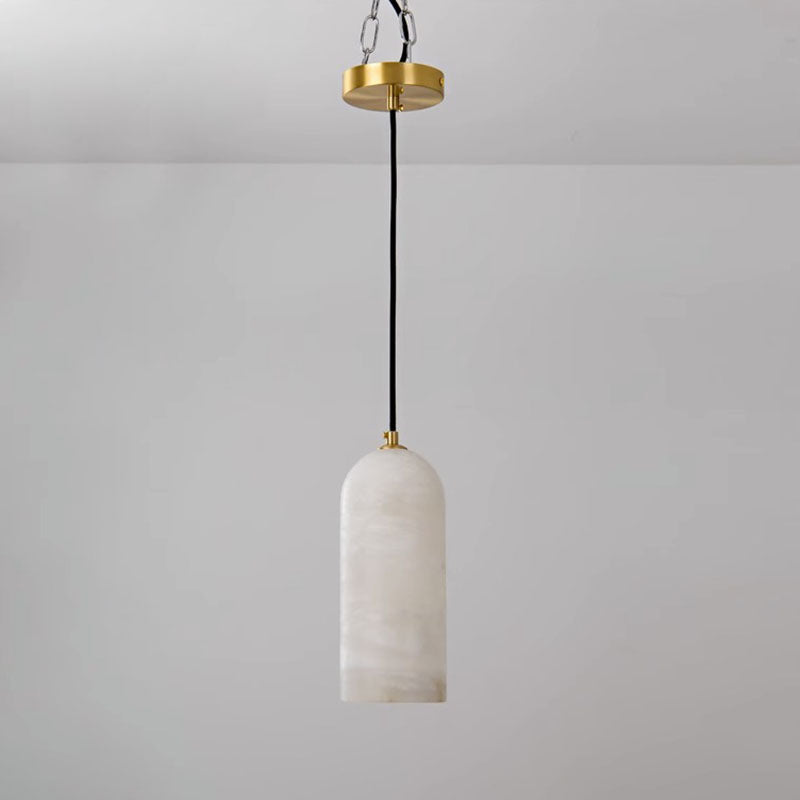 Contemporary Luxury Column Marble Brass 1-Light Pendant Light For Living Room