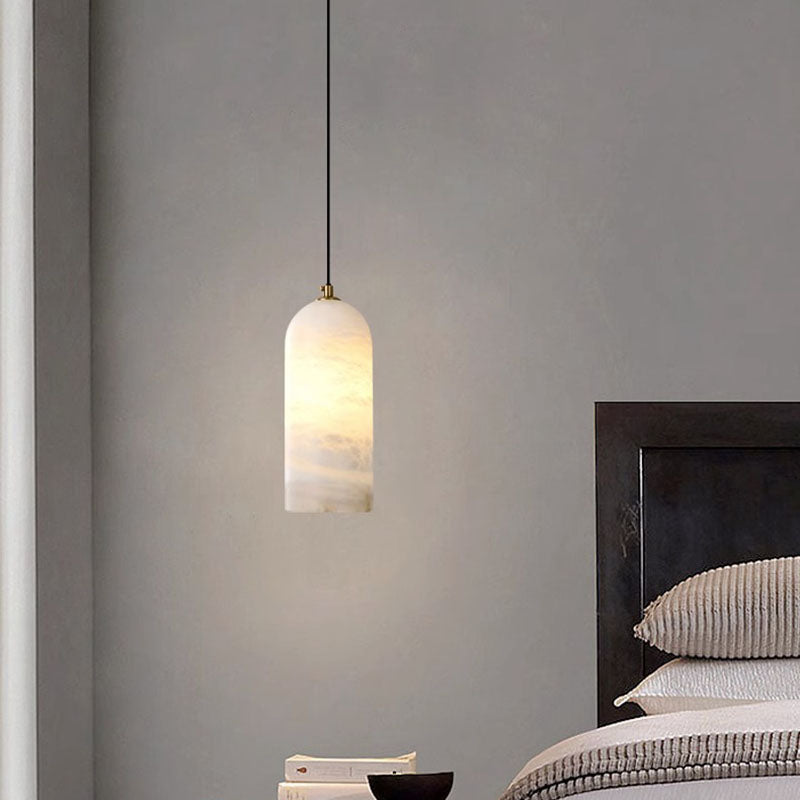 Contemporary Luxury Column Marble Brass 1-Light Pendant Light For Living Room