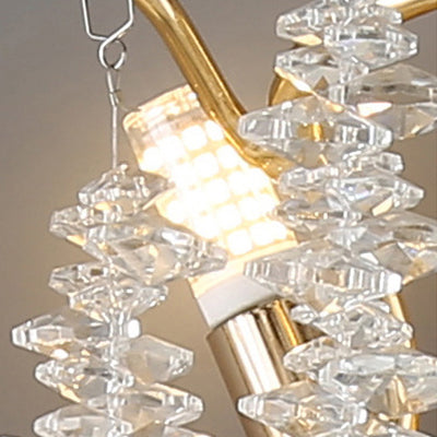 Contemporary Luxury Tree Branches Tassel Crystal Aluminum 3-Light Wall Sconce Lamp For Living Room