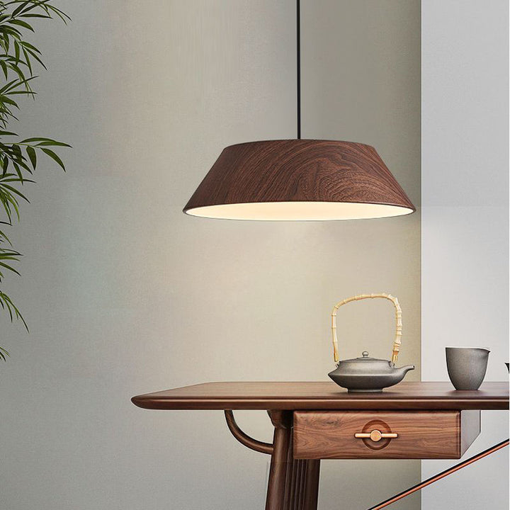 Lámpara colgante LED de hierro acrílico con forma de tambor chino tradicional para sala de estar 