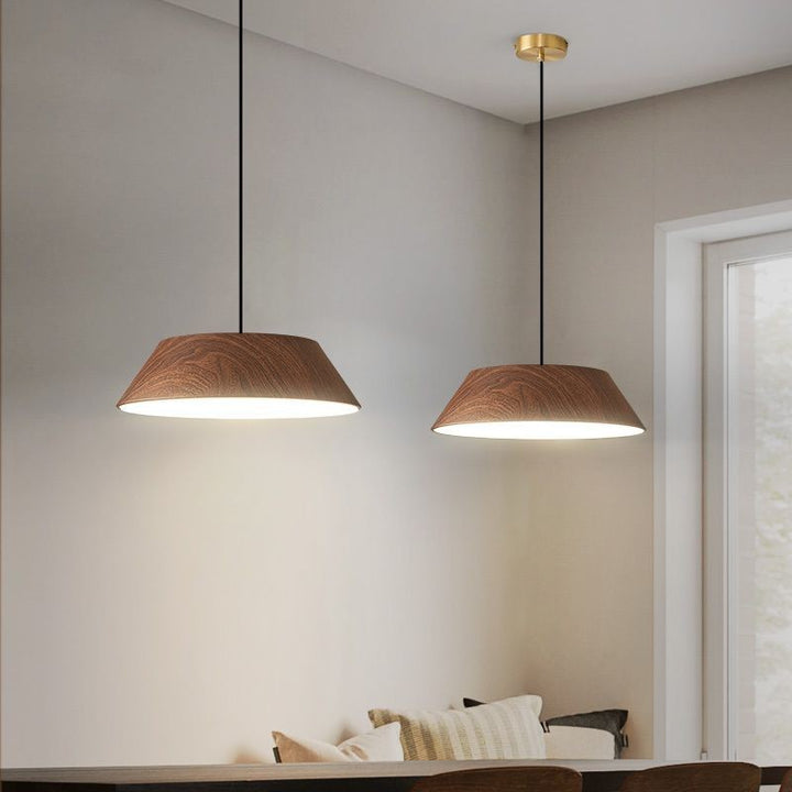 Lámpara colgante LED de hierro acrílico con forma de tambor chino tradicional para sala de estar 