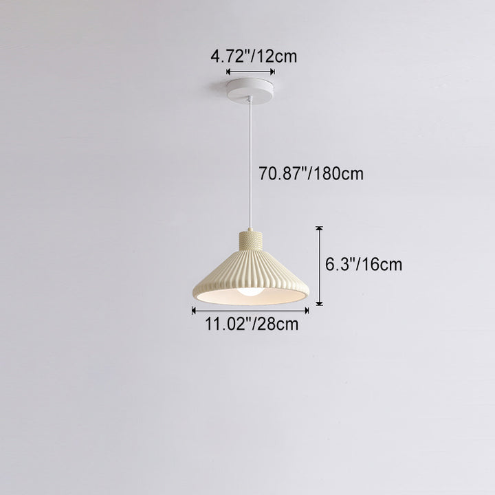 Traditional French Conical Pleated Resin 1-Light Pendant Light For Living Room