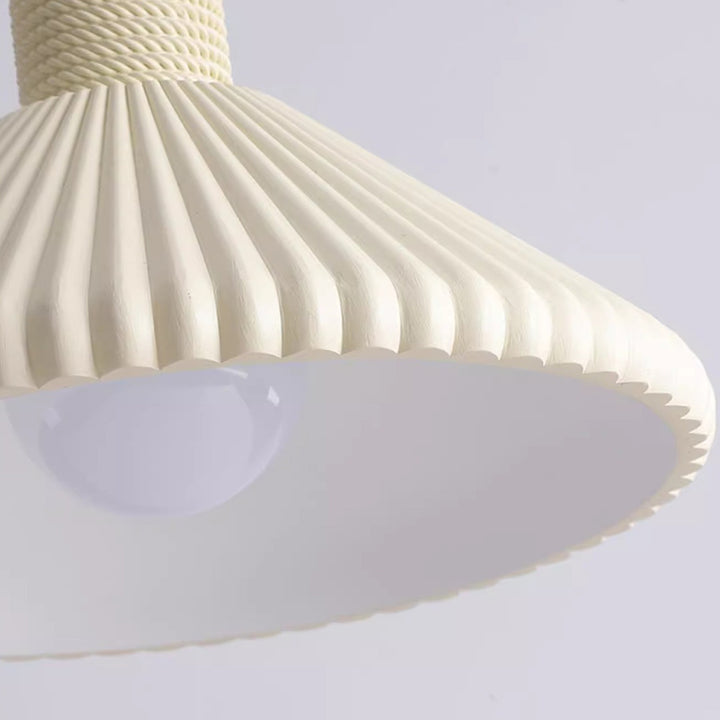 Traditional French Conical Pleated Resin 1-Light Pendant Light For Living Room