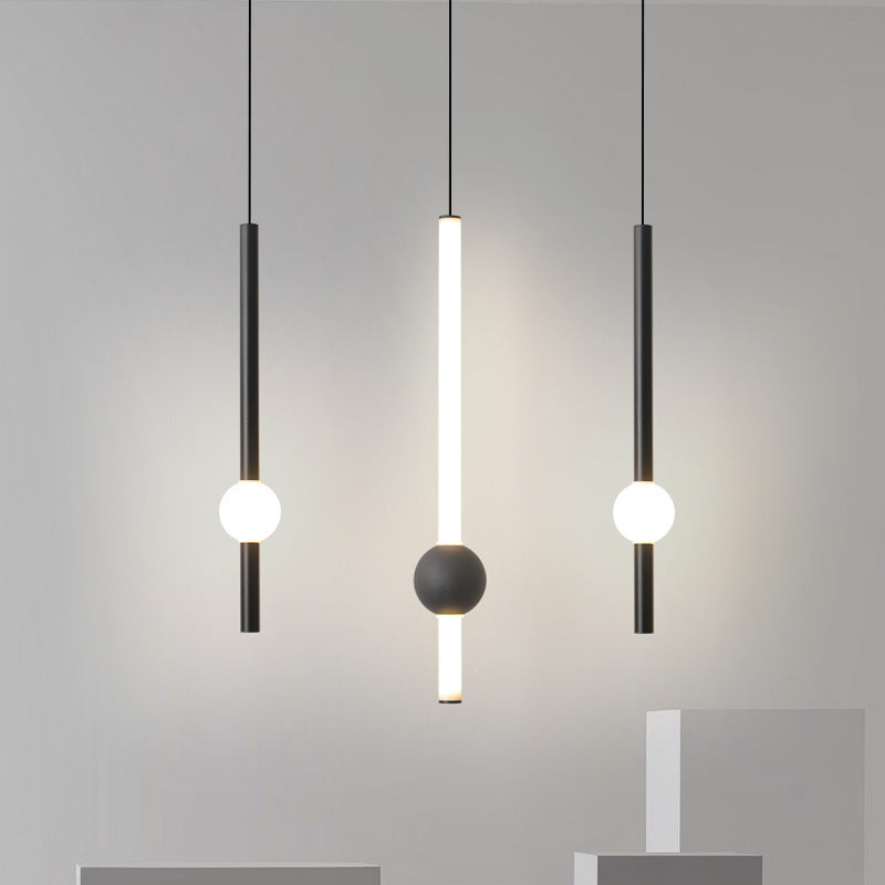 Modern Minimalist Round Ball Sword-Shape Iron Acrylic LED Pendant Light For Bedroom