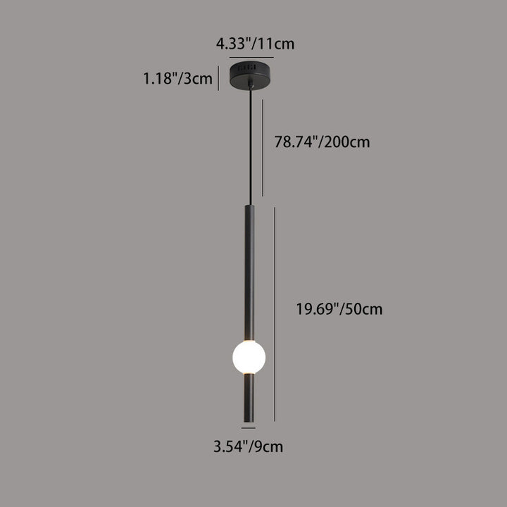 Modern Minimalist Round Ball Sword-Shape Iron Acrylic LED Pendant Light For Bedroom