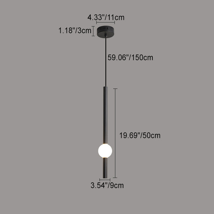Modern Minimalist Round Ball Sword-Shape Iron Acrylic LED Pendant Light For Bedroom