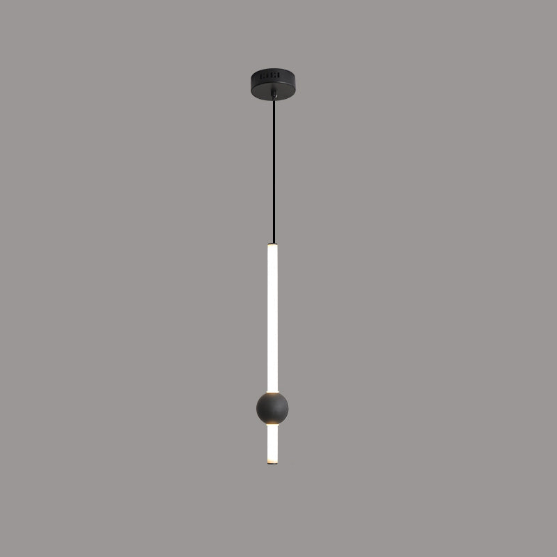Modern Minimalist Round Ball Sword-Shape Iron Acrylic LED Pendant Light For Bedroom