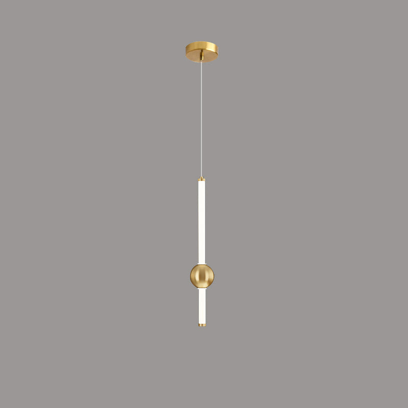 Modern Minimalist Round Ball Sword-Shape Iron Acrylic LED Pendant Light For Bedroom