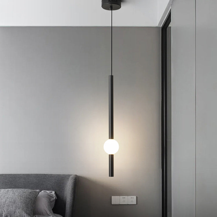 Modern Minimalist Round Ball Sword-Shape Iron Acrylic LED Pendant Light For Bedroom