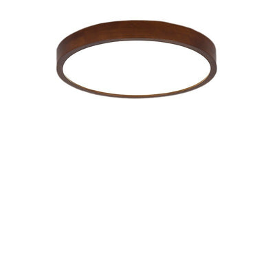 Modern Minimalist Round Acrylic Iron Wood LED Flush Mount Ceiling Light For Bedroom