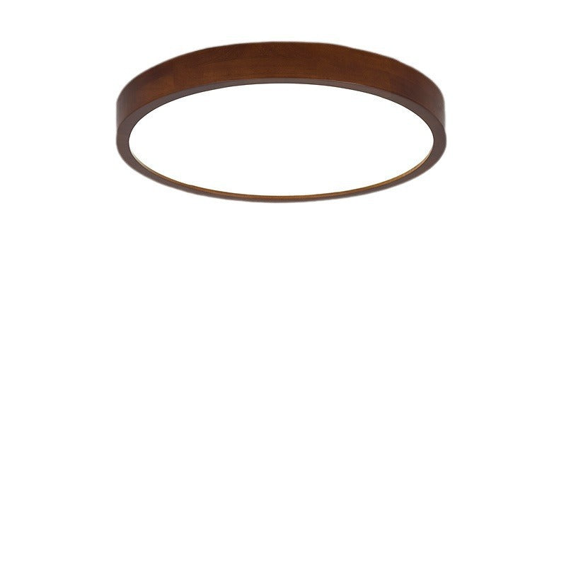 Modern Minimalist Round Acrylic Iron Wood LED Flush Mount Ceiling Light For Bedroom
