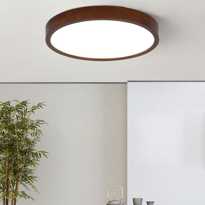 Moderne minimalistische runde Acryl-Eisen-Holz-LED-Deckenleuchte für das Schlafzimmer 