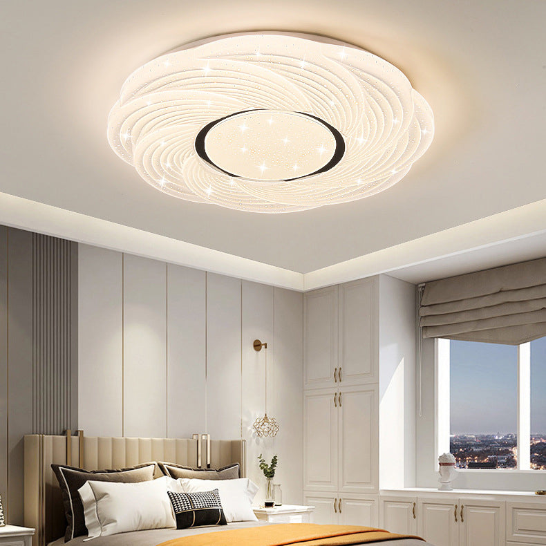 Modern Simplicity Iron Acrylic Square Round Petal LED Flush Mount Ceiling Light For Bedroom