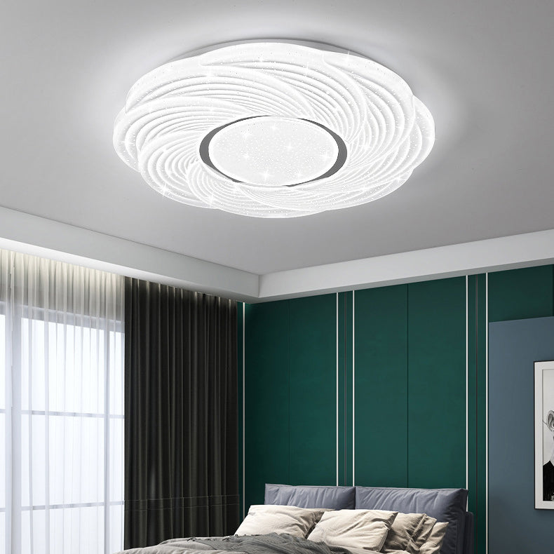 Modern Simplicity Iron Acrylic Square Round Petal LED Flush Mount Ceiling Light For Bedroom