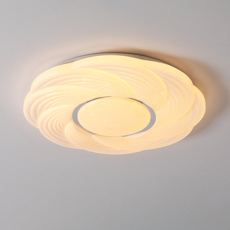 Modern Simplicity Iron Acrylic Square Round Petal LED Flush Mount Ceiling Light For Bedroom